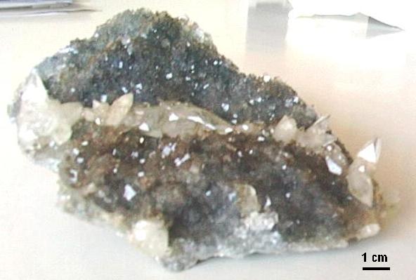 Calcita sobre Fluorita transparente de mina Moscona - Solis - Asturias